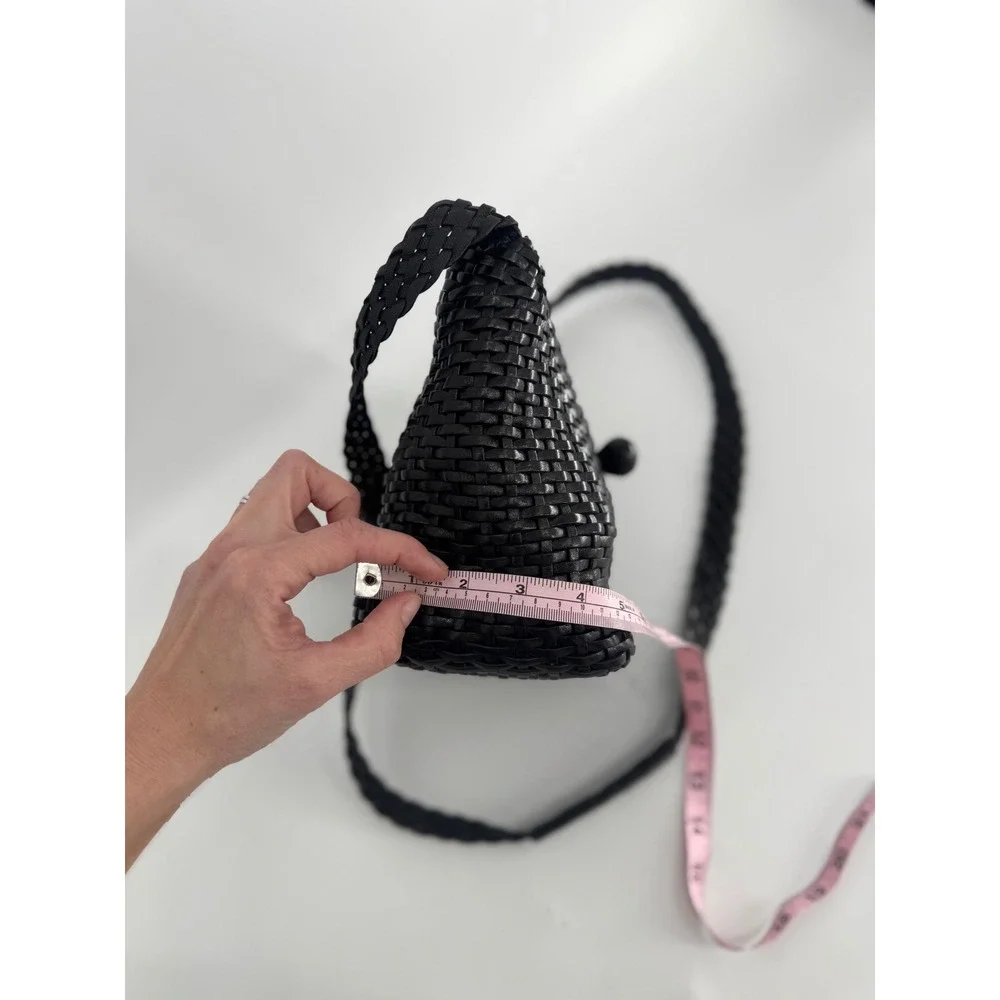 Talbots Crossbody Bag Women Small Black Good Woven Leather Vintage Aesthetic - Picture 11 of 12